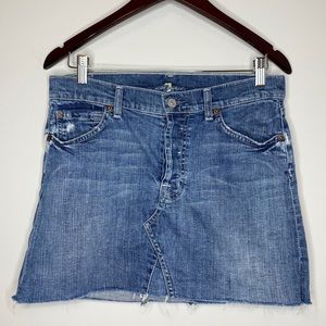 7 For All Mankind Denim Raw Hem Skirt - 27